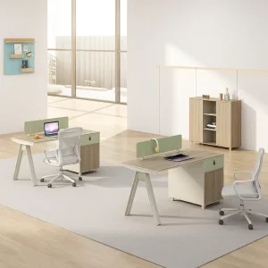 Modern A Leg Single Workstation E1 Grade Board Side Storage Cabinet Green Privacy Screen Imported Finish Staff Desk Durable