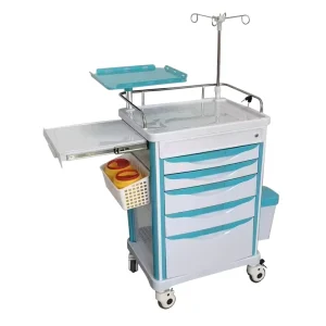 Modern ABS Plastic Hospital Furniture Emergency Rescue Trolley with Power Sockets and Wheels