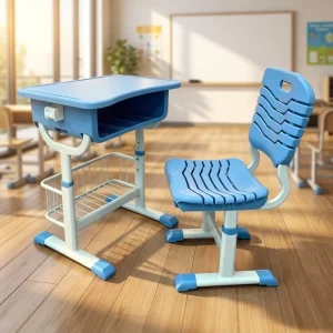 Modern ABS Plastic Metal Adjustable Height Classroom Furniture Professional School Chair Table Set Drawer College 62*45cm