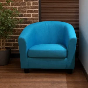 Modern Accent Chair Upholstered Barrel Armchair with Soft Fabric Seat Comfortable Lounge Chair for Living Room Bedroom
