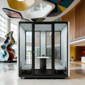 Modern Acoustic Soundproof Meeting Pod Movable Privacy Office Phone Booth for Small Conference and Business Meeting