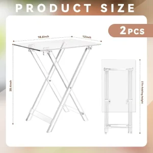 Modern Acrylic Clear Folding Coffee Table 2 Piece Set with Printed Design Easy Assembly