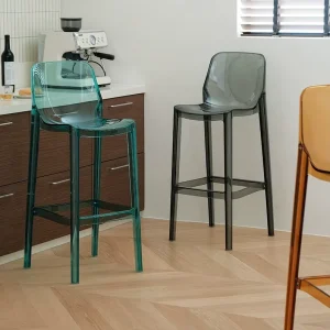 Modern Acrylic Stylish Rectangle Bar Stool Clear Acrylic Stools with Backrest