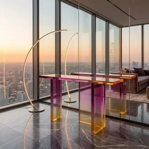 Modern Acrylic Transparent Gradient Console Table Coffee Table for Living Room Hotel Entryway Decor