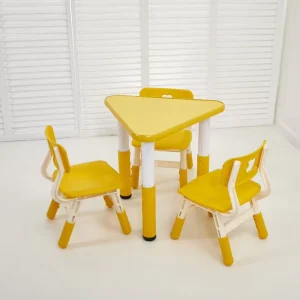 Modern Adjustable Aluminum Alloy Colorful School Triangular Classroom Furniture Kids Table Chair Set