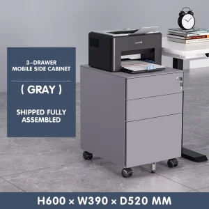 Modern Adjustable Anti Rust Mobile Pedestal Cabinet 3 Drawers Eco Powder Coating Office Rolling Storage Cabinet