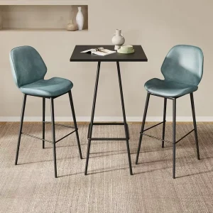 Modern Adjustable Bar Table and Stool Set High Top Pub Table with Upholstered Chairs for Cafe Bistro Dining Use