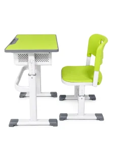 Modern Adjustable Comfortable School Desk and Chair Set with Plastic and Wood Top