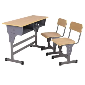 Modern Adjustable Double Plywood Primary School Desk and Chair Set with Steel Frame Eco Friendly