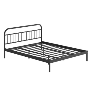 Modern Adjustable Durable Black Steel Bed Frame Modular Hardened Steel Slats Easy Assembly for Bedroom Living Room Hotel