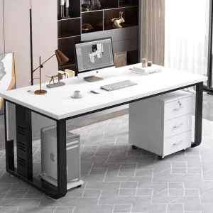 Modern Adjustable Durable Wooden Executive Computer Desk with File Drawer Storage Customizable Office Furniture