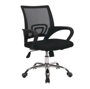 Modern Adjustable Height Office Chair with Chrome Metal Frame and PU Seat