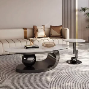 Modern Adjustable Height Stainless Steel Marble Top Coffee Table Living Room Sofa Side Table Home Furniture Factory Direct Sale