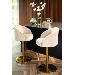 Modern Adjustable Height Swivel High Foot Velvet Bar Stool Counter Chair Dining Living Room Furniture Hotel Party Bar Island