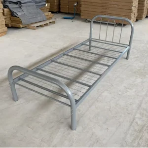 Modern Adjustable Iron Frame Single Metal Bed for Hotel School Bedroom & Apartment Use with Knock Down Design