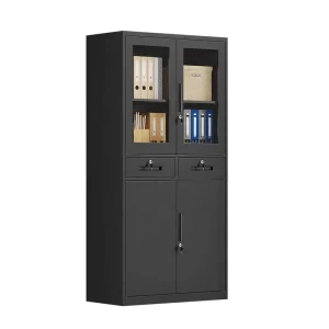 Modern Adjustable Metal Storage Cabinet with Lock 2 Drawers for Home Office School Gym Basement
