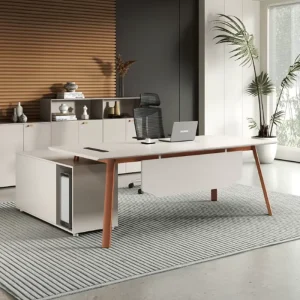 Modern Adjustable Office Desk for CEO President Use Durable Melamine Wood File Drawer Storage Customized Color