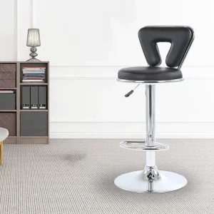 Modern Adjustable PU Leather Bar Stool with Metal Base Eco Friendly Design for Kitchen and Living Room Use