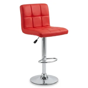Modern Adjustable PU Leather High Bar Stool Swivel Chair with Metal Base for Home Kitchen Restaurant Cafe and Hotel Use