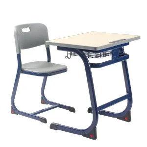 Modern Adjustable School Desk and Chair Set with Wood Top