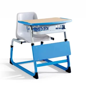 Modern Adjustable Single Cambered Classroom Metal Frame Student School Desk with Chair and Metal Drawer