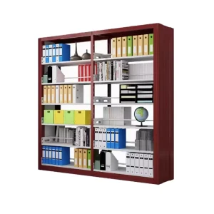 Modern Adjustable Steel and Wooden Bookshelf for School Libraries Living Room Furniture with Wall Storage Racks Metal Material