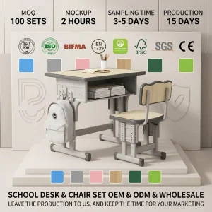 Modern Adjustable Table Chair Set for Primary Middle School Custom Children’s Furniture Factory Classroom