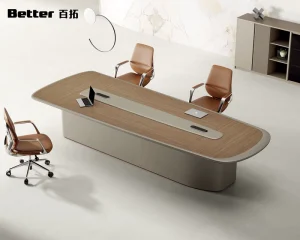 Modern Administrative Office Conference Table Wood Material Extendable Modular Design 6-8 Seating Capacity