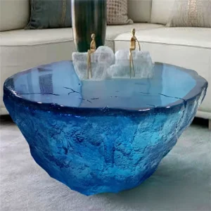 Modern Affordable Luxury Living Room Blue Ocean Acrylic Coffee Table Transparent Decorative Piece Floor Sculpture Home Furniture