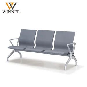 Modern Airport PU Waiting Chair Triple Bench 3 Seater Metal Frame Seat for Hospital Railway Station Mall & Outdoor