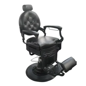 Modern All Black Barber Chair Hydraulic Pump Reclining