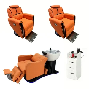 Modern All Black Barbershop Package Luxury Barber Chair Hair Salon Furniture Luxury Barber Chair