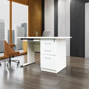 Modern All Steel Knock down Office Desk with Metal Drawer Keyboard Tray Stylish Computer Table Design