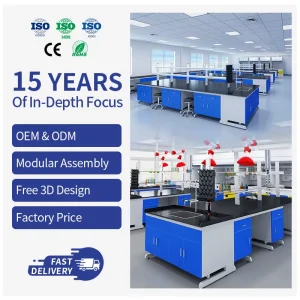 Modern All Steel Lab Work Table With Underneath Cabinets for Industrial Workshop Hospital School Experiment Use