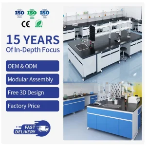 Modern All Steel Lab Work Table With Underneath Cabinets for Workshop Hospital School