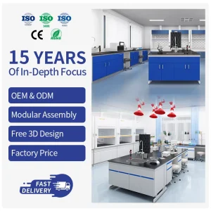 Modern All Steel Lab Workbench Custom Modular Furniture for High School Chemistry Scientific Research Center