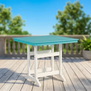 Modern All Weather HDPE Square Bar Table Heavy Duty Outdoor High Top Patio Deck Waterproof UV Resistant Bistro Table for Hotel
