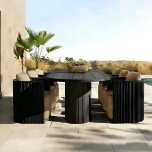 Modern Aluminum Alloy Outdoor Dining Set Waterproof UV Resistant Quick Dry Cushioned Table Chairs for Hotels Courtyard