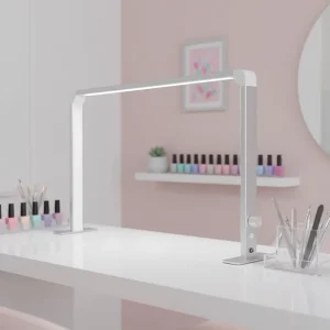 Modern Aluminum LED Nail Desk Lamp Adjustable Dimmable Eye Caring Foldable AC Powered Manicure Work Light for Salon Home