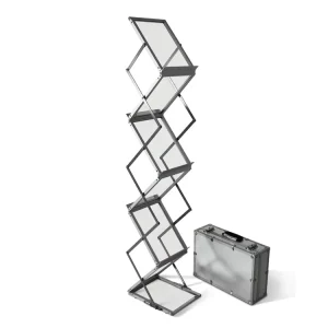 Modern Aluminum Magazine Rack Floor Standing Brochure Display for Office Lobby Reception