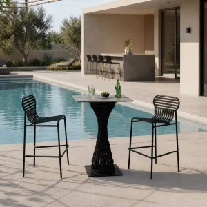 Modern Aluminum Outdoor Bar Set Waterproof UV Resistant High Bar Table Chair for Hotel Pool Hospital Use Eco Friendly Durable