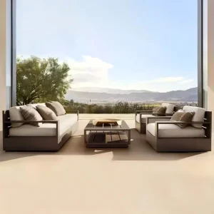 Modern Aluminum Outdoor Sofa Set with Waterproof Cushions Durable & Eco Friendly for Villa Courtyard Living Room & Hotel Use