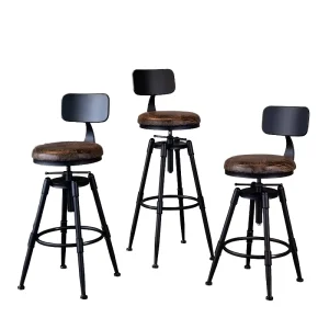 Modern American Industrial Iron Bar Chair Swivel Front Desk High Stool for Kitchen Outdoor Hotel School Leisure Use