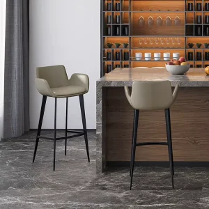 Modern American style Bamboo Bar Stool High Chair Armrest Light Luxury Designer Model for Home Use Island Table Chair Brand