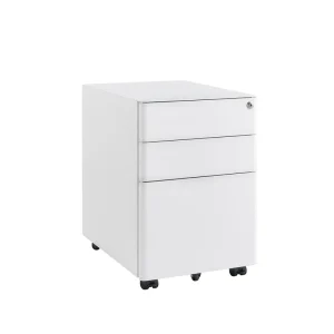 Modern Anti Tip Slim Metal Mobile File Cabinet 3 Drawer Rolling Pedestal Under Desk Office Storage with Lock for A4 Letter Files