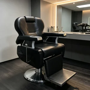 Modern Antique Style Synthetic Leather Barber Chair Practical Use with Wood Steel Metal for Beauty Salon Workshops