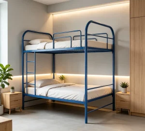 Modern Apartment Double Decker Metal Bed Heavy Duty Construction Customizable Size Color Easy Assembly