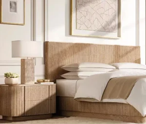 Modern Apartment Solid Wood Bed Bedroom Furniture Resort Hotel Indoor Wood Bed Modern Villa Apartment Bedroom Furniture Set