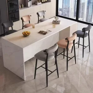 Modern Armless Leather Counter Height Bar Stool Steady Durable Comfortable Padded Metal Frame for Dining Room Kitchen Living