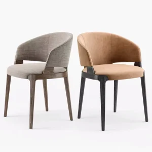 Modern Armrest Fabric Dining Chairs with Wood Legs for Hotel Restaurant Cafe Use